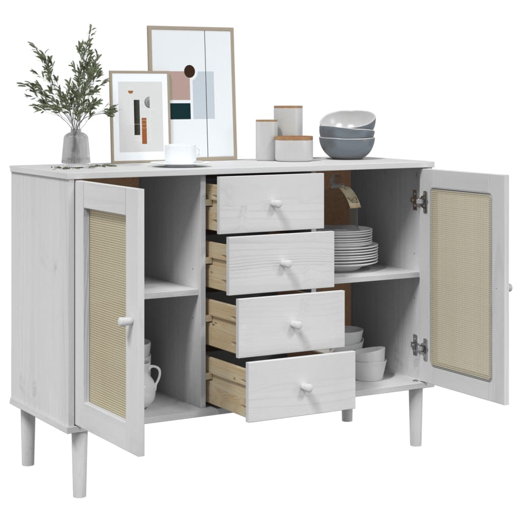 Sideboard SENJA, white, 112x40x80cm, solid pine