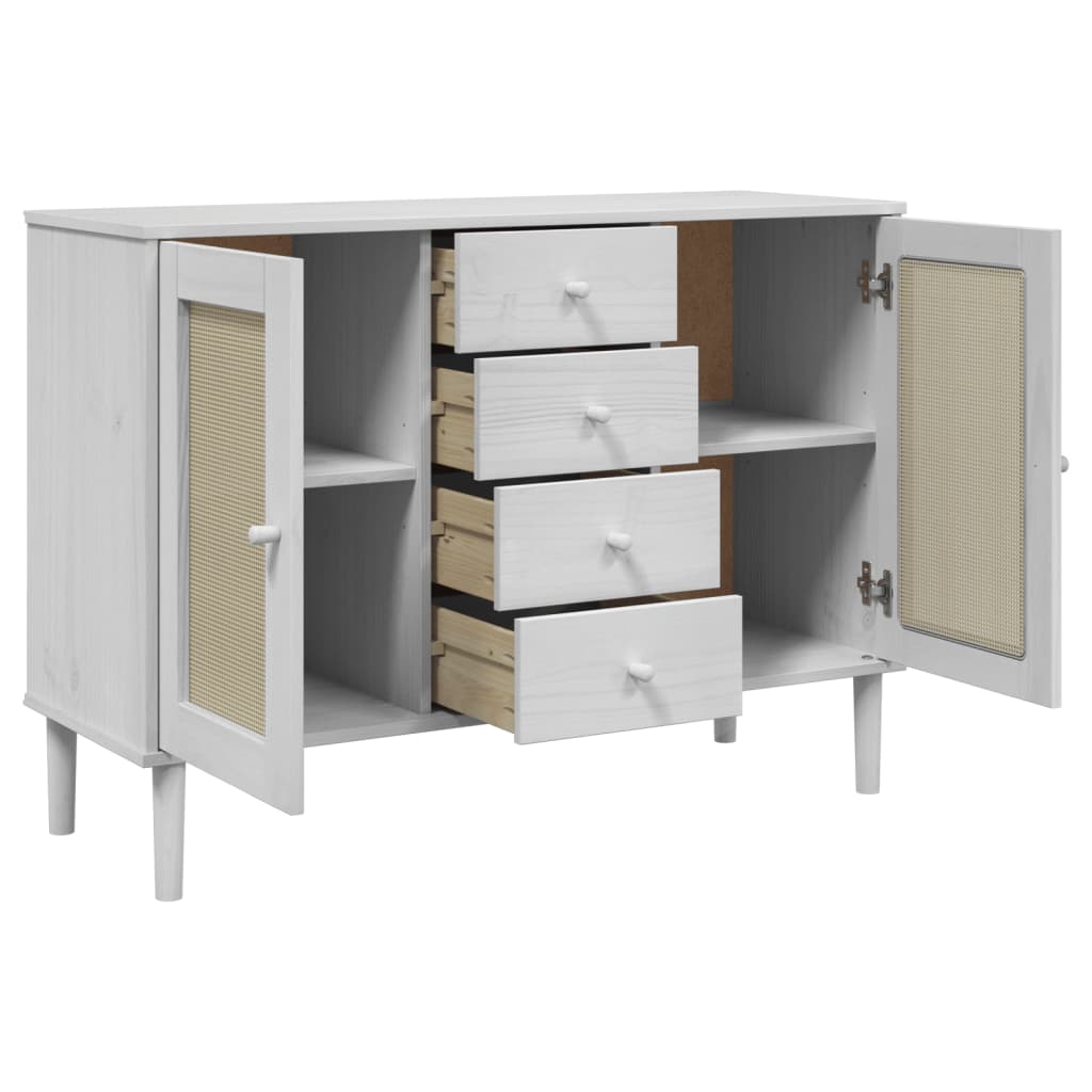 Sideboard SENJA, white, 112x40x80cm, solid pine