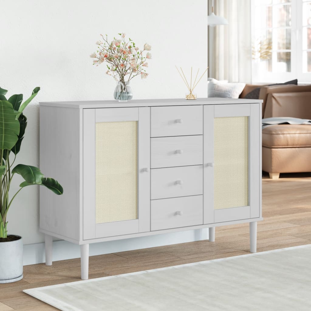 Sideboard SENJA, white, 112x40x80cm, solid pine