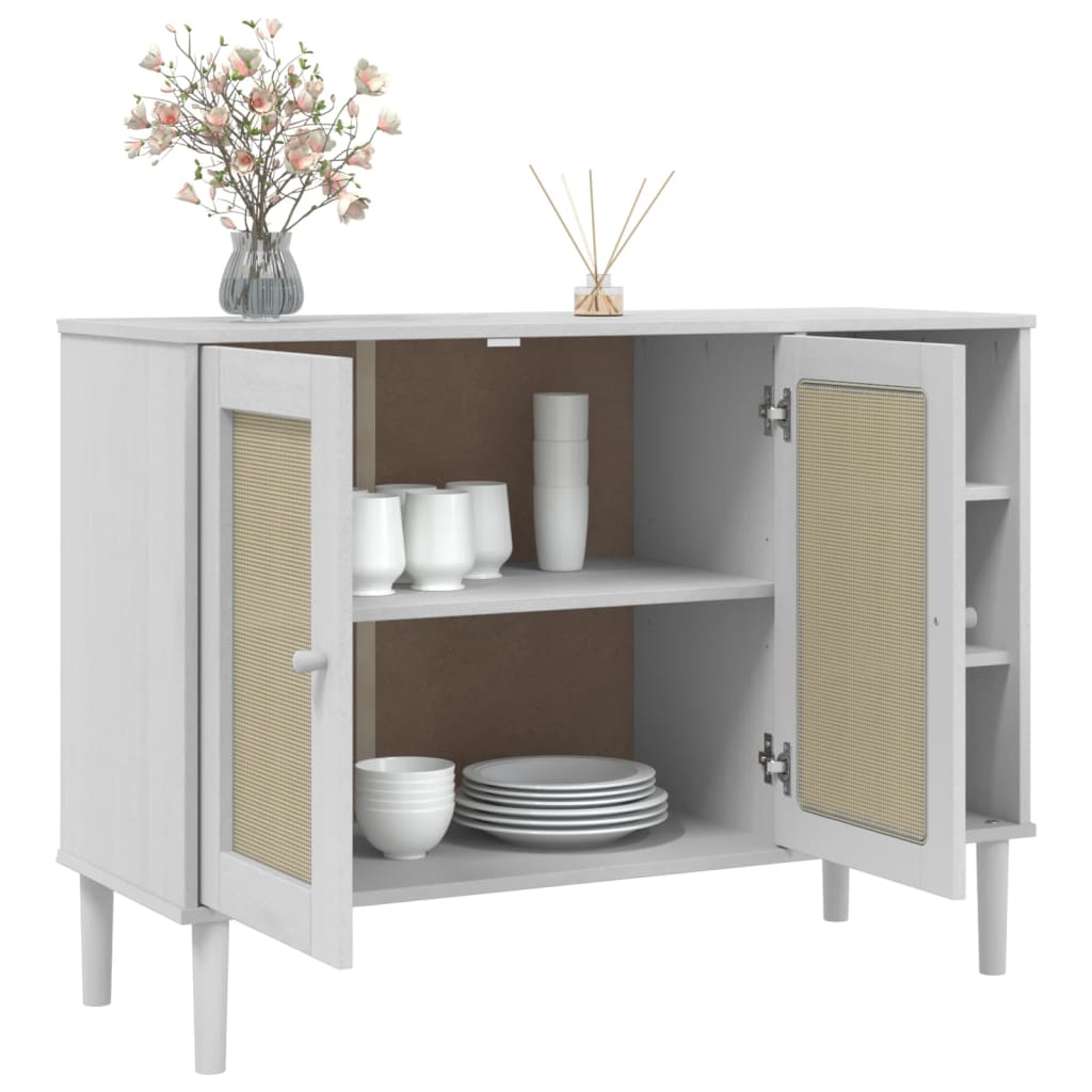 Sideboard SENJA, white, 112x40x80cm, solid pine
