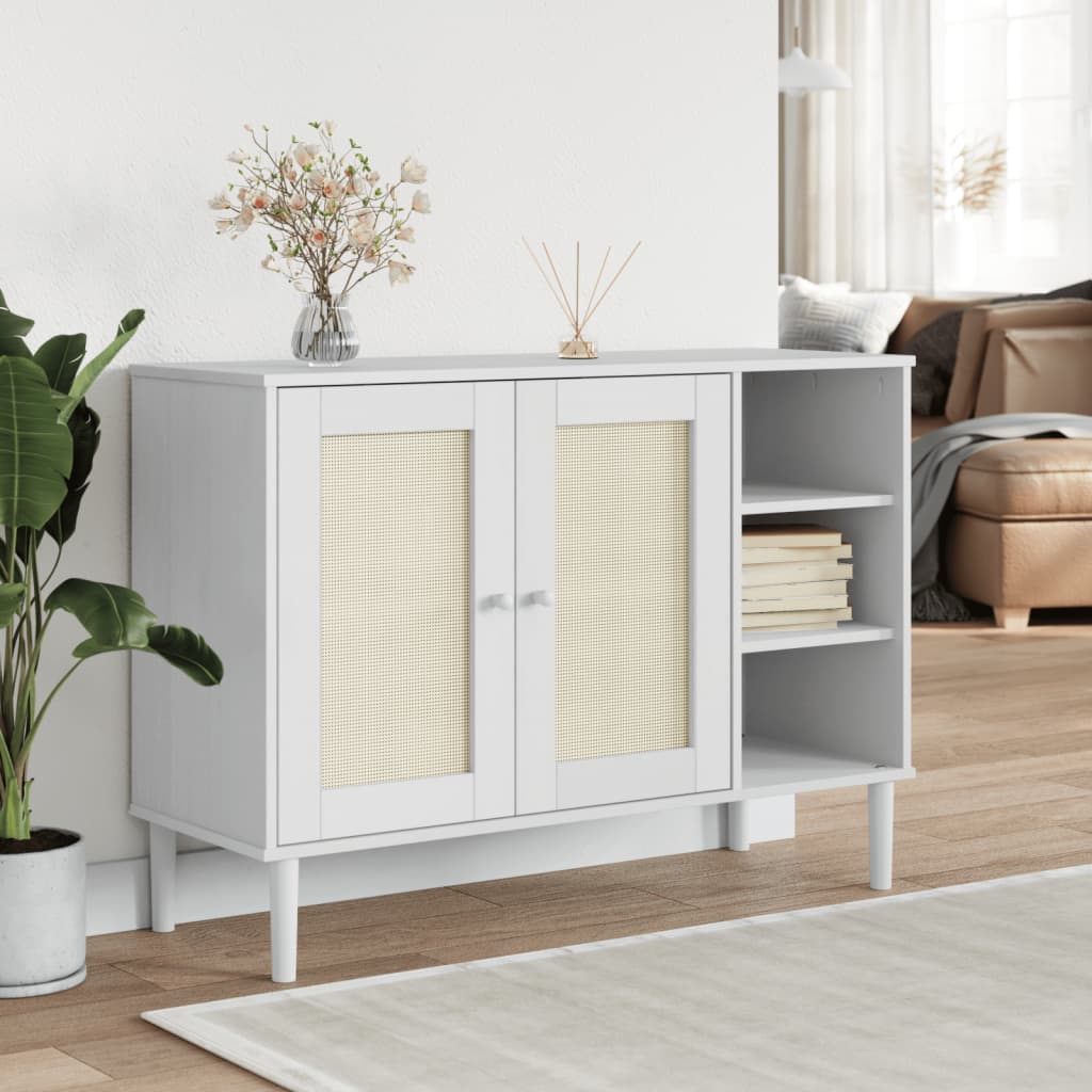 Sideboard SENJA, white, 112x40x80cm, solid pine