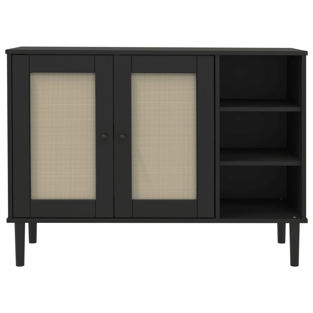 Sideboard SENJA, black, 112x40x80cm, solid pine