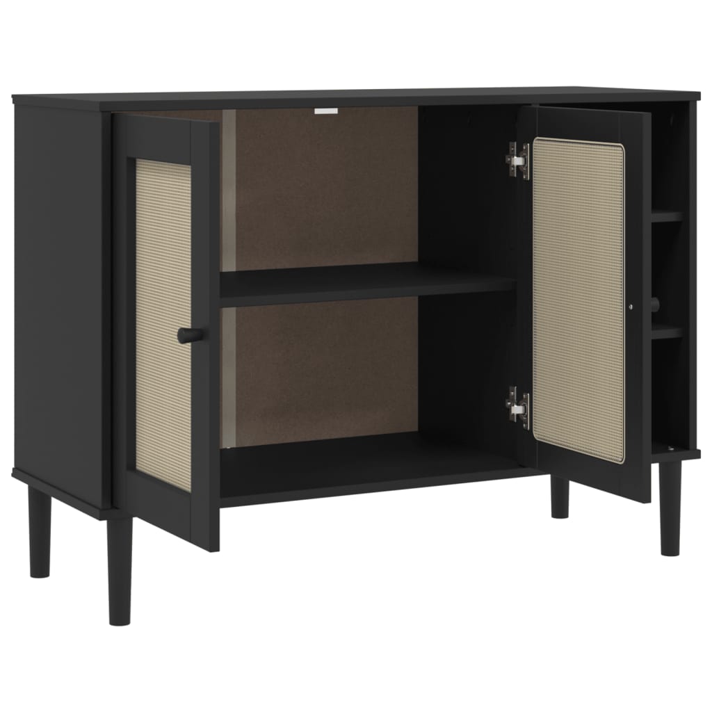 Sideboard SENJA, black, 112x40x80cm, solid pine