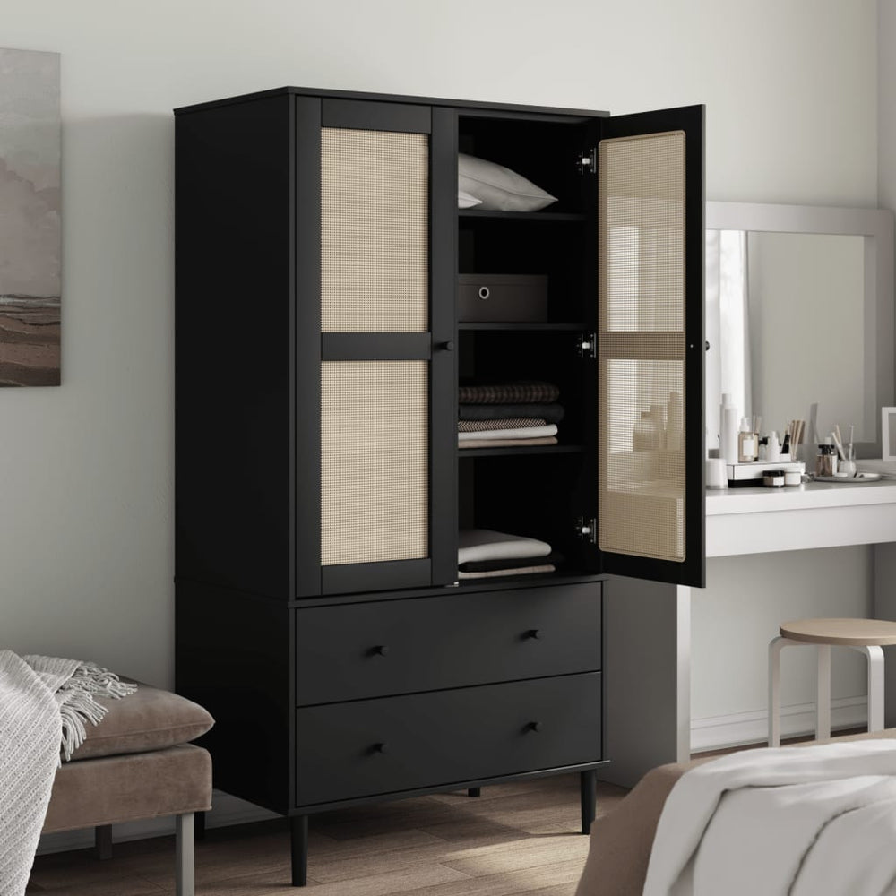 SENJA wardrobe, black, 90x55x175cm, solid pine