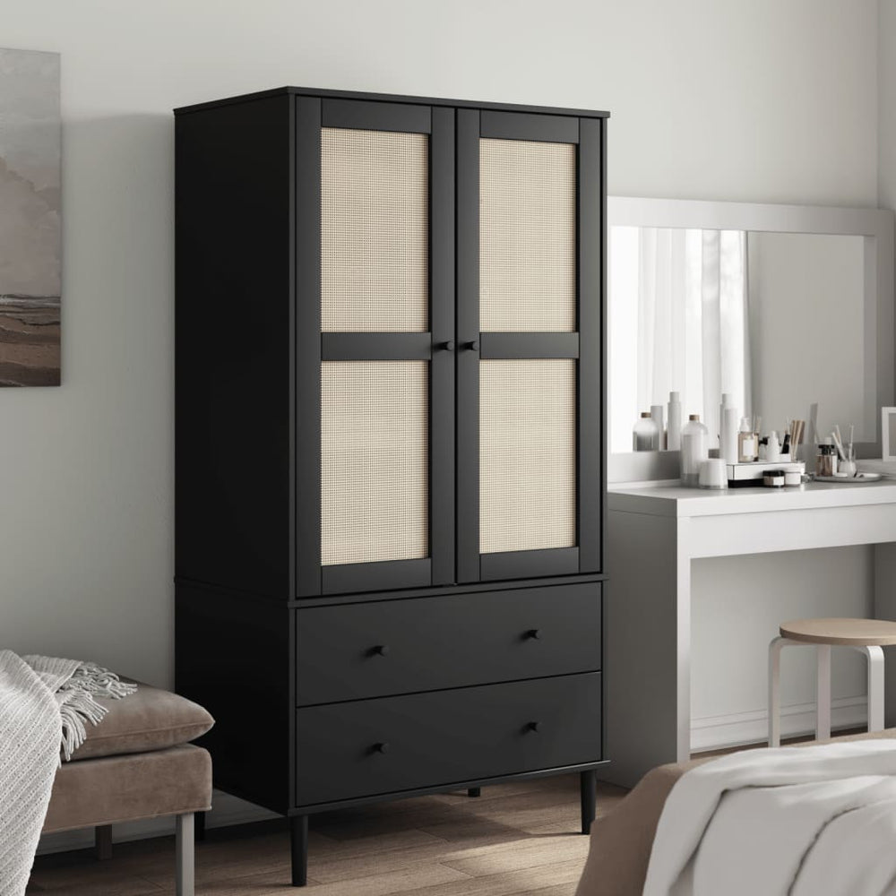 SENJA wardrobe, black, 90x55x175cm, solid pine