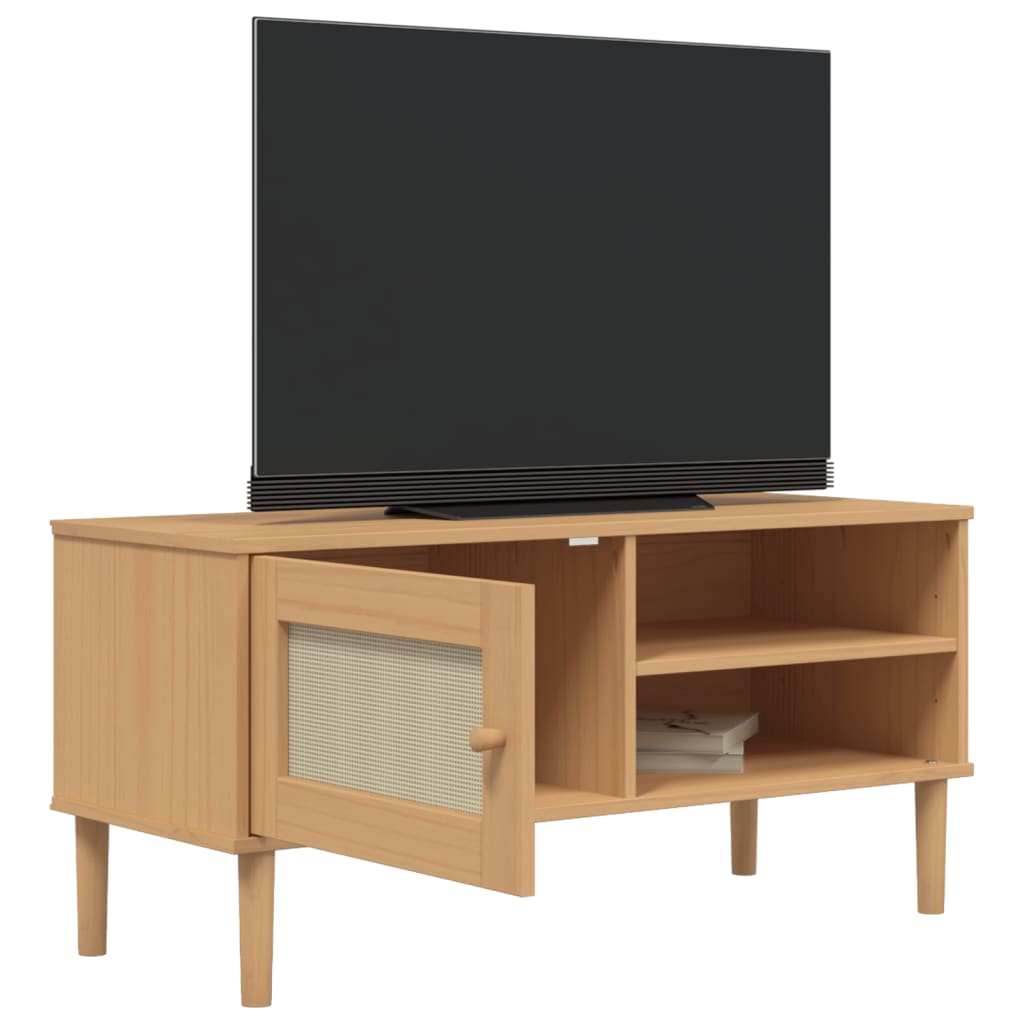 TV bench SENJA, brown, 106x40x49cm, solid pine