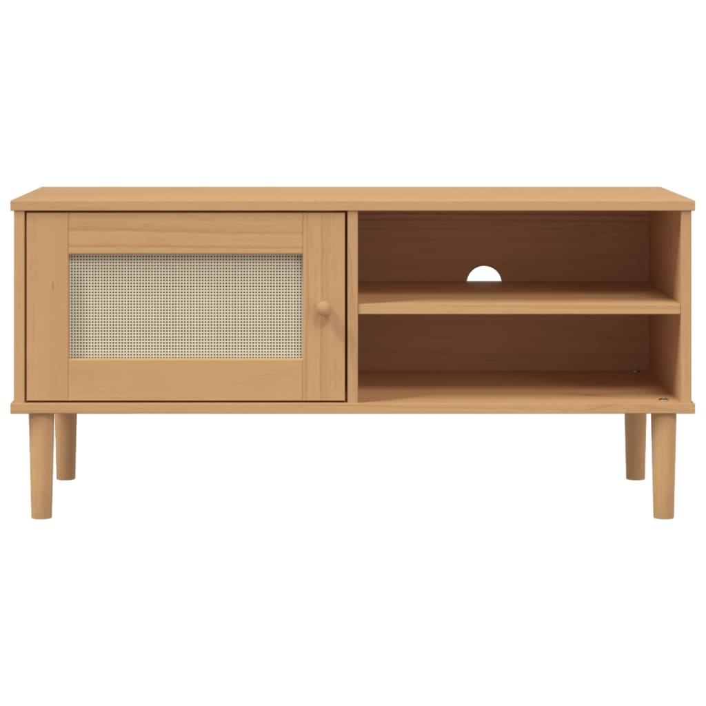 TV bench SENJA, brown, 106x40x49cm, solid pine