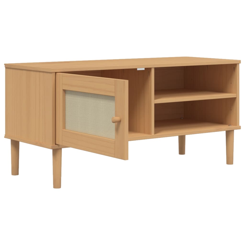 TV bench SENJA, brown, 106x40x49cm, solid pine