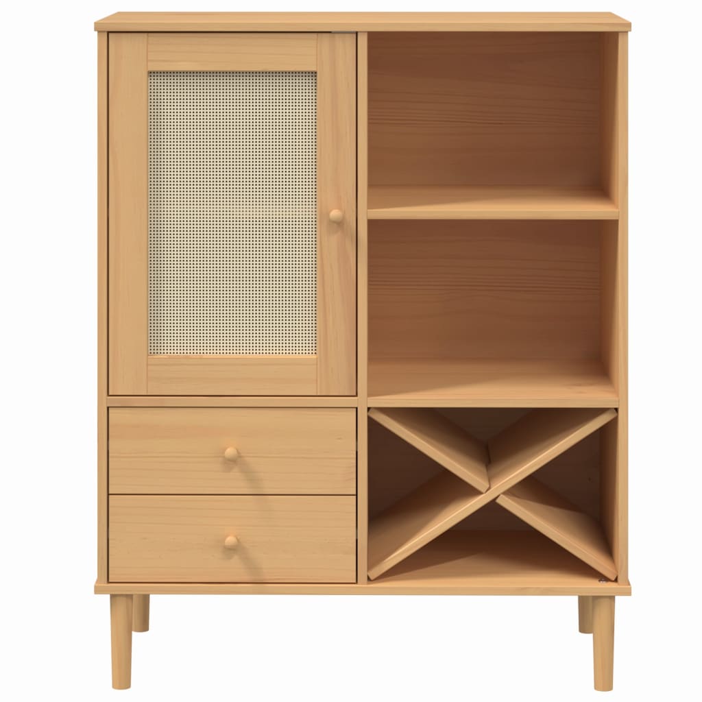 Chest of drawers SENJA, brown, 90x40x112cm, solid pine