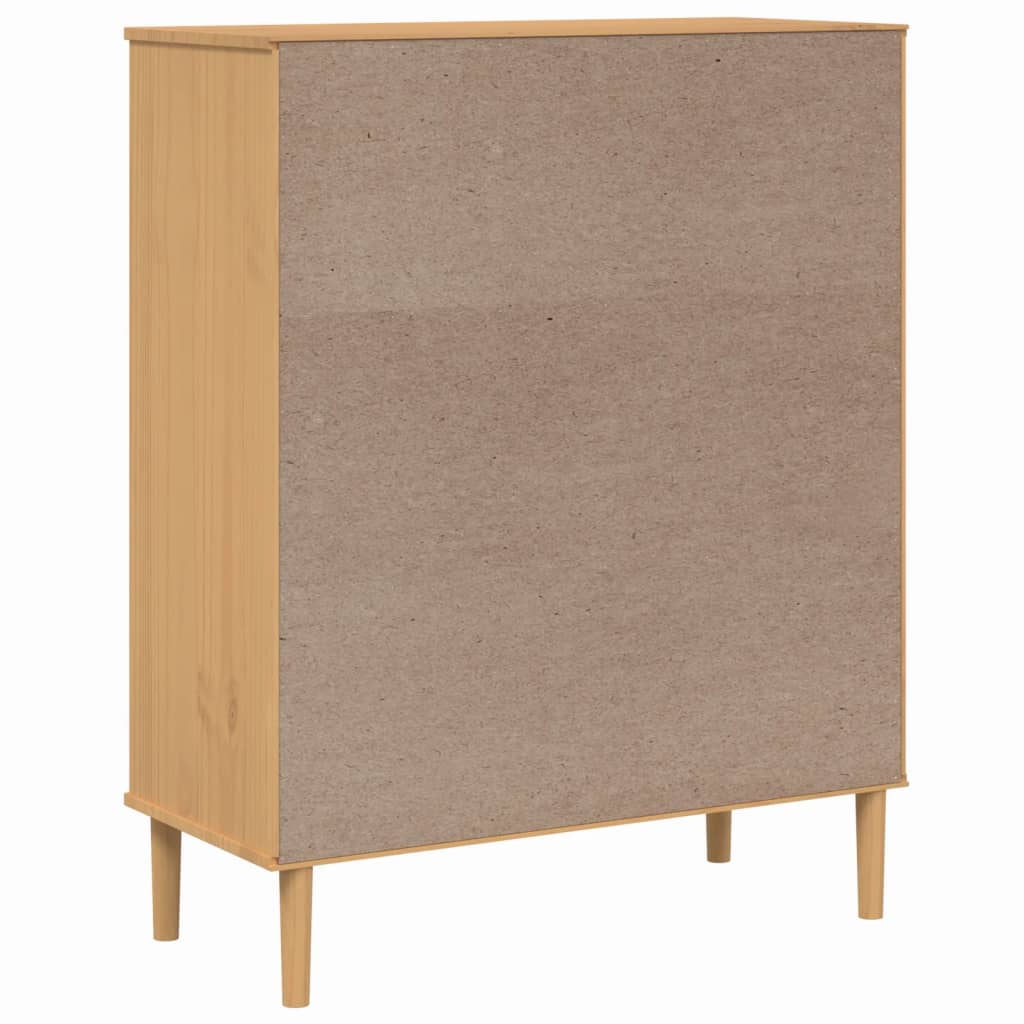 Chest of drawers SENJA, brown, 90x40x112cm, solid pine