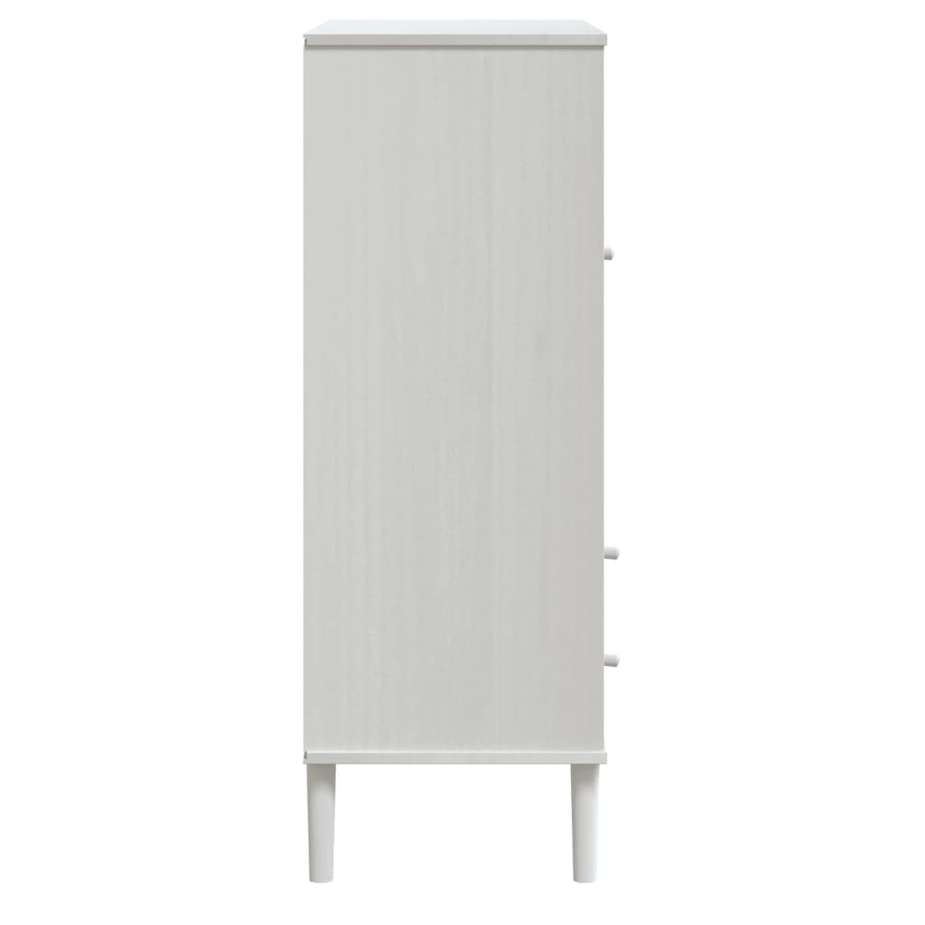 Kumode SENJA, balta, 90x40x112cm, priedes masīvkoks