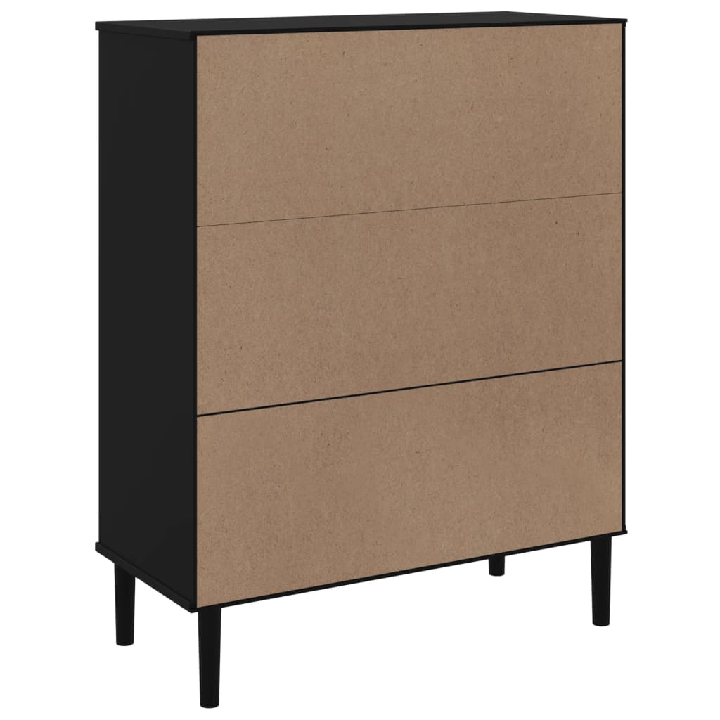 Chest of drawers SENJA, black, 90x40x112cm, solid pine