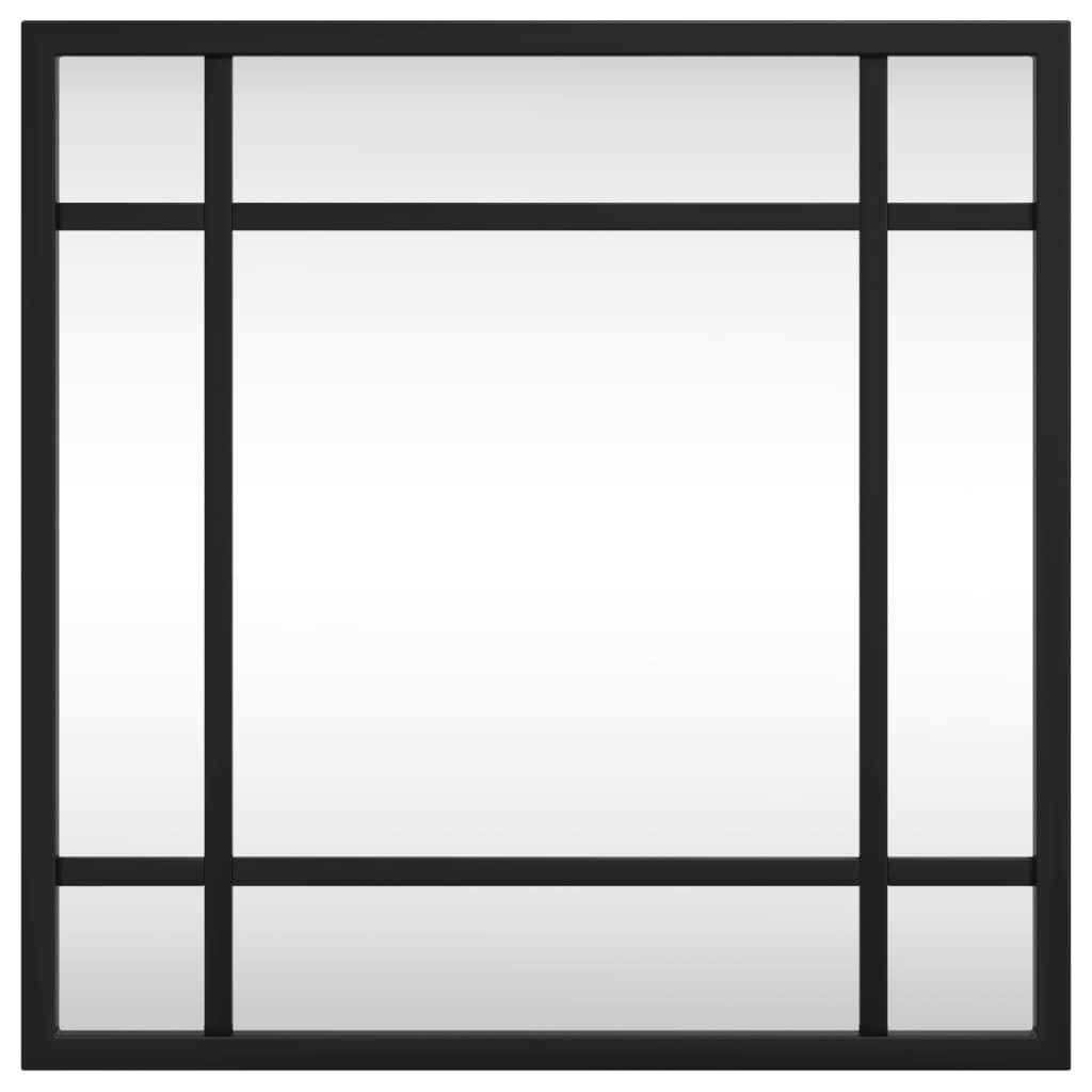 Wall mirror, black, 30x30 cm, iron, square