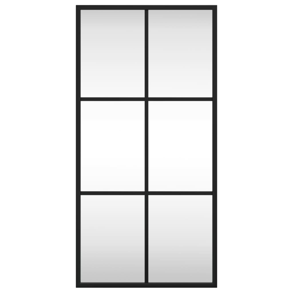Wall mirror, black, 30x60cm, iron, rectangular