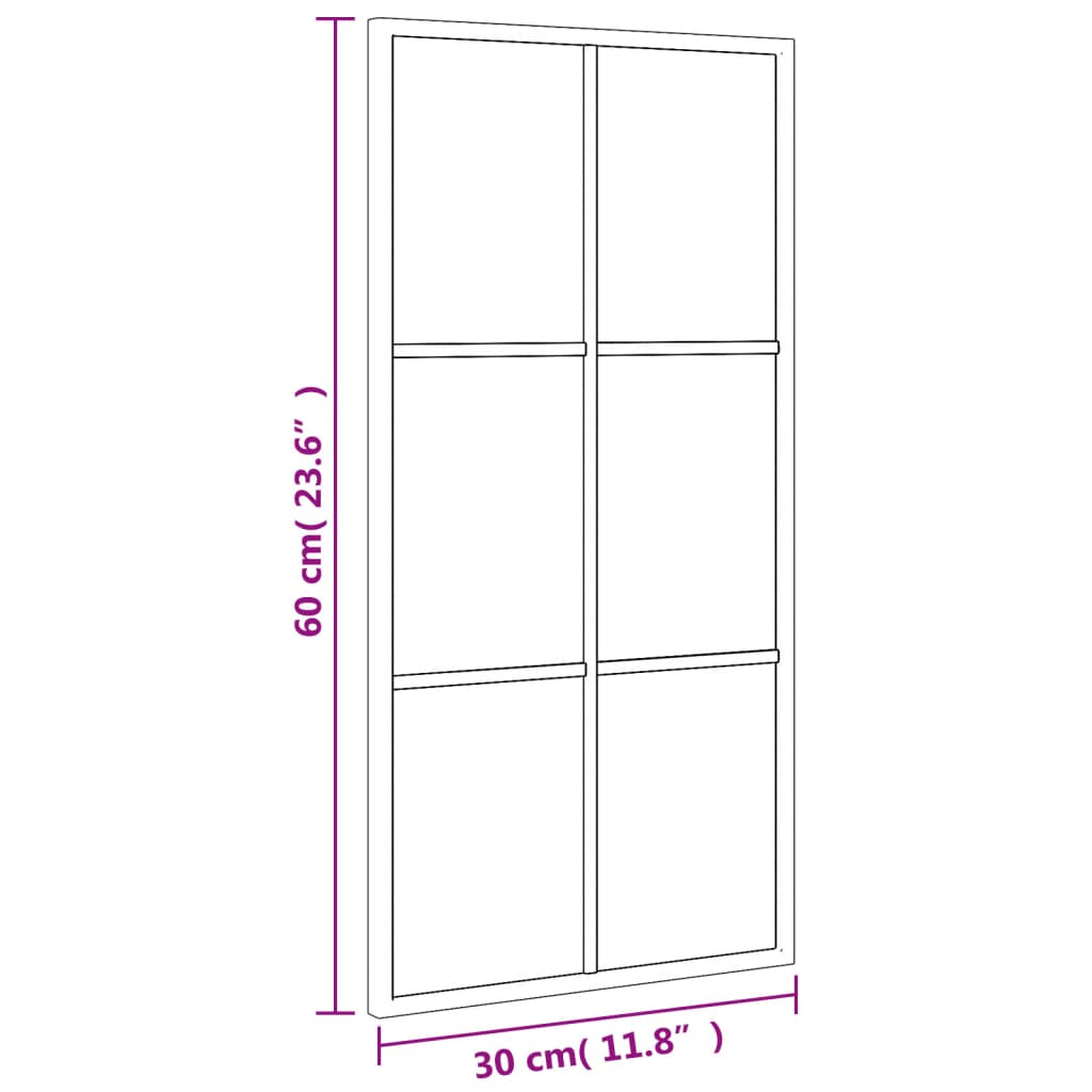 Wall mirror, black, 30x60cm, iron, rectangular