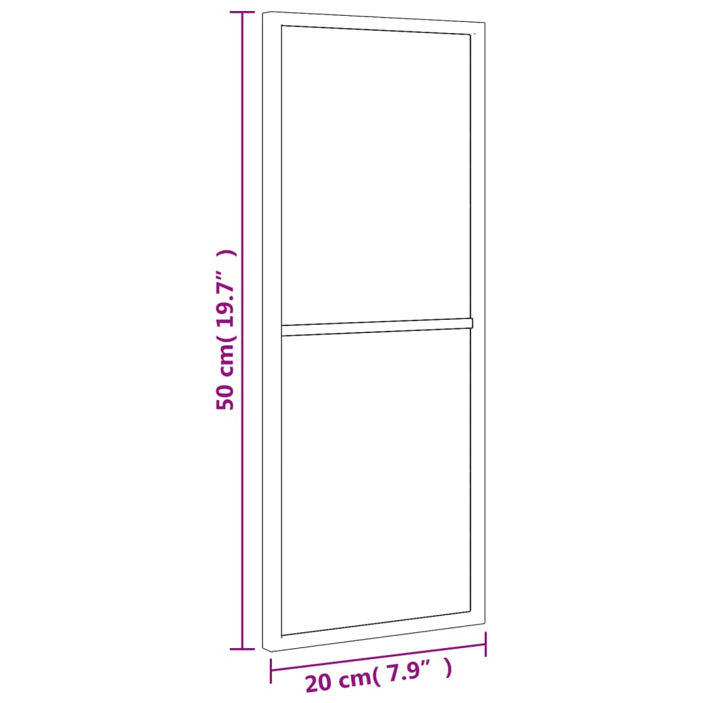 Wall mirror, black, 20x50cm, iron, rectangular