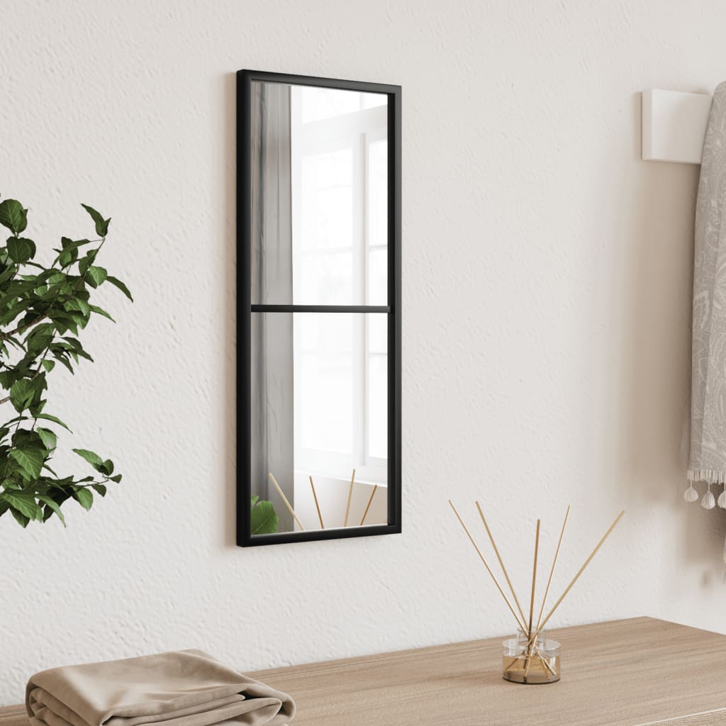 Wall mirror, black, 20x50cm, iron, rectangular