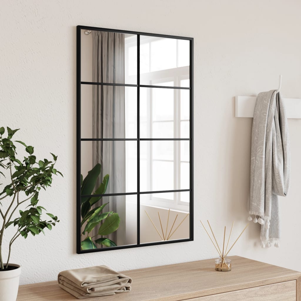 Sienas spogulis, melns, 50x80cm, dzelzs, taisnstūra