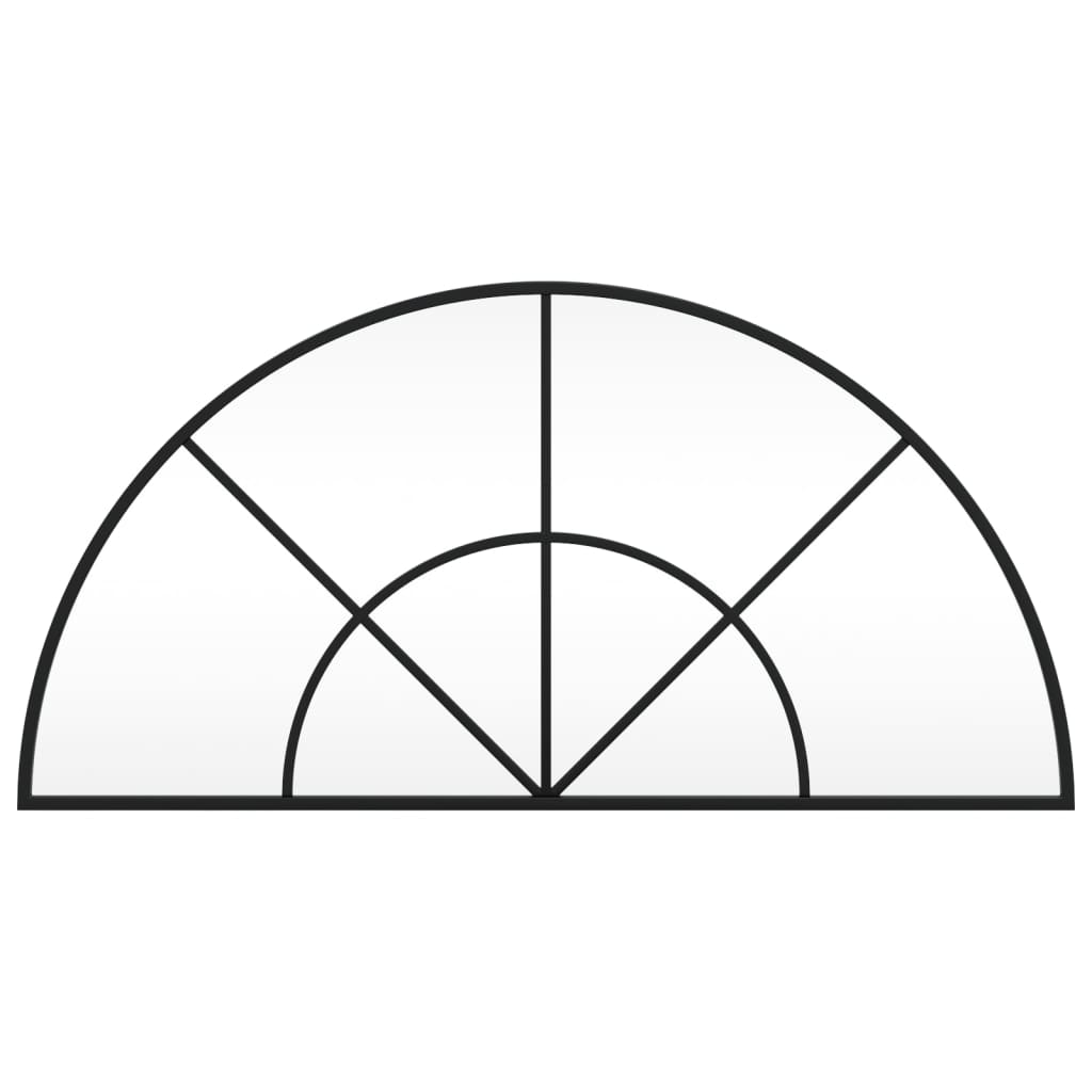 Wall mirror, black, 80x40cm, iron, arched
