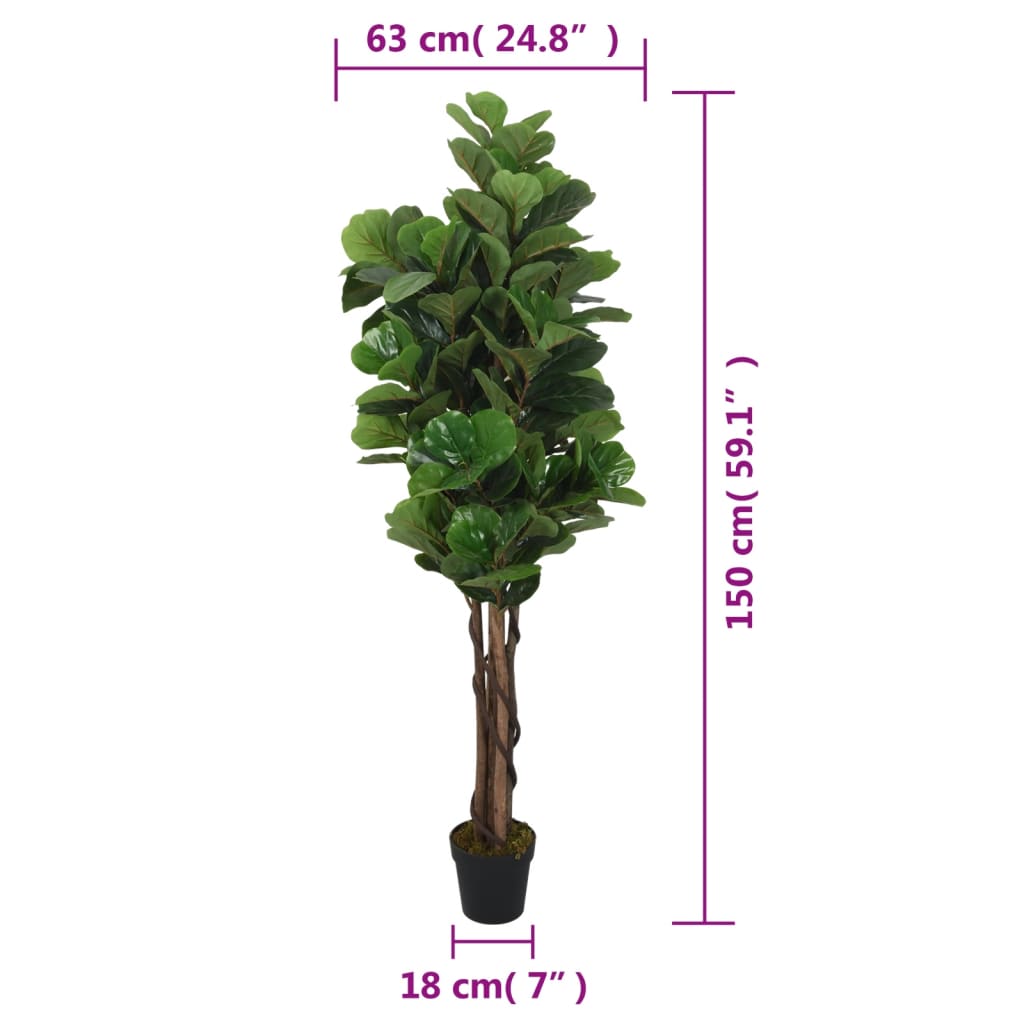 Artificial fiddle-leaf fig tree, green, 150cm, 180 leaves