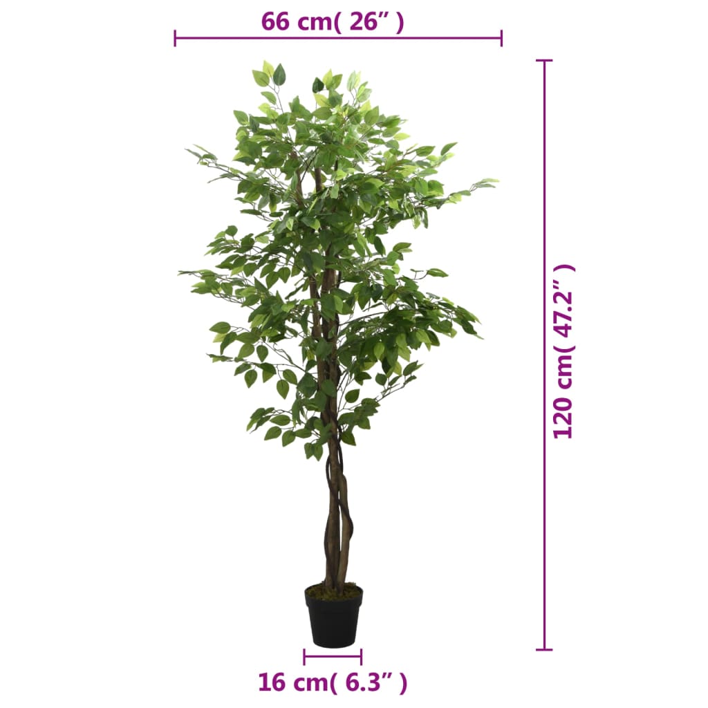 Dirbtinis fikusas, žalios spalvos, 120 cm, 630 lapai
