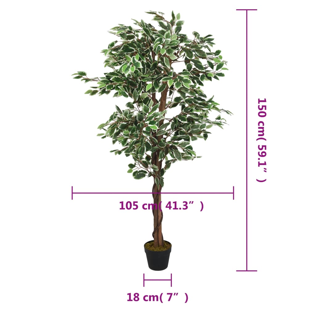 Artificial ficus, green, 150cm, 756 leaves