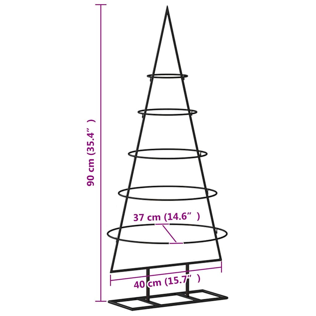 Metal Christmas tree, black, 90 cm