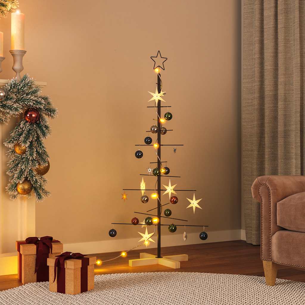 POLAR GROVE metal Christmas tree, with wooden base, black, 120 cm.