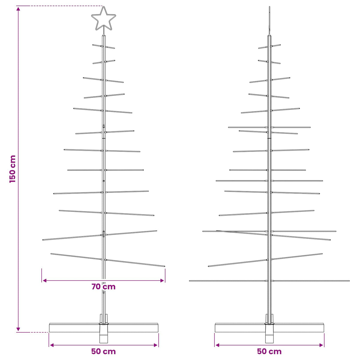 Metalinė Kalėdų eglutė POLAR GROVE, su mediniu pagrindu, juoda, 150 cm.