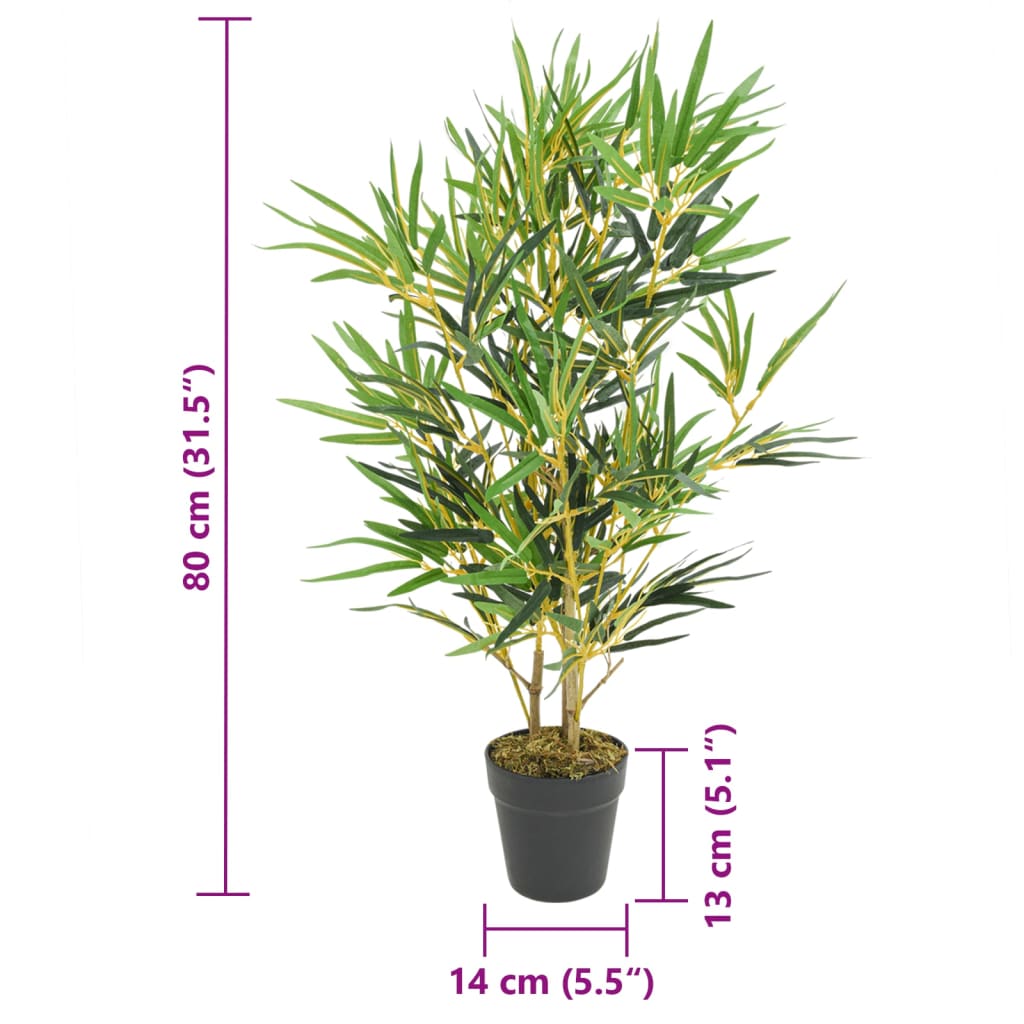 Dirbtinis bambukas, žalios spalvos, 80cm, 368 lapai