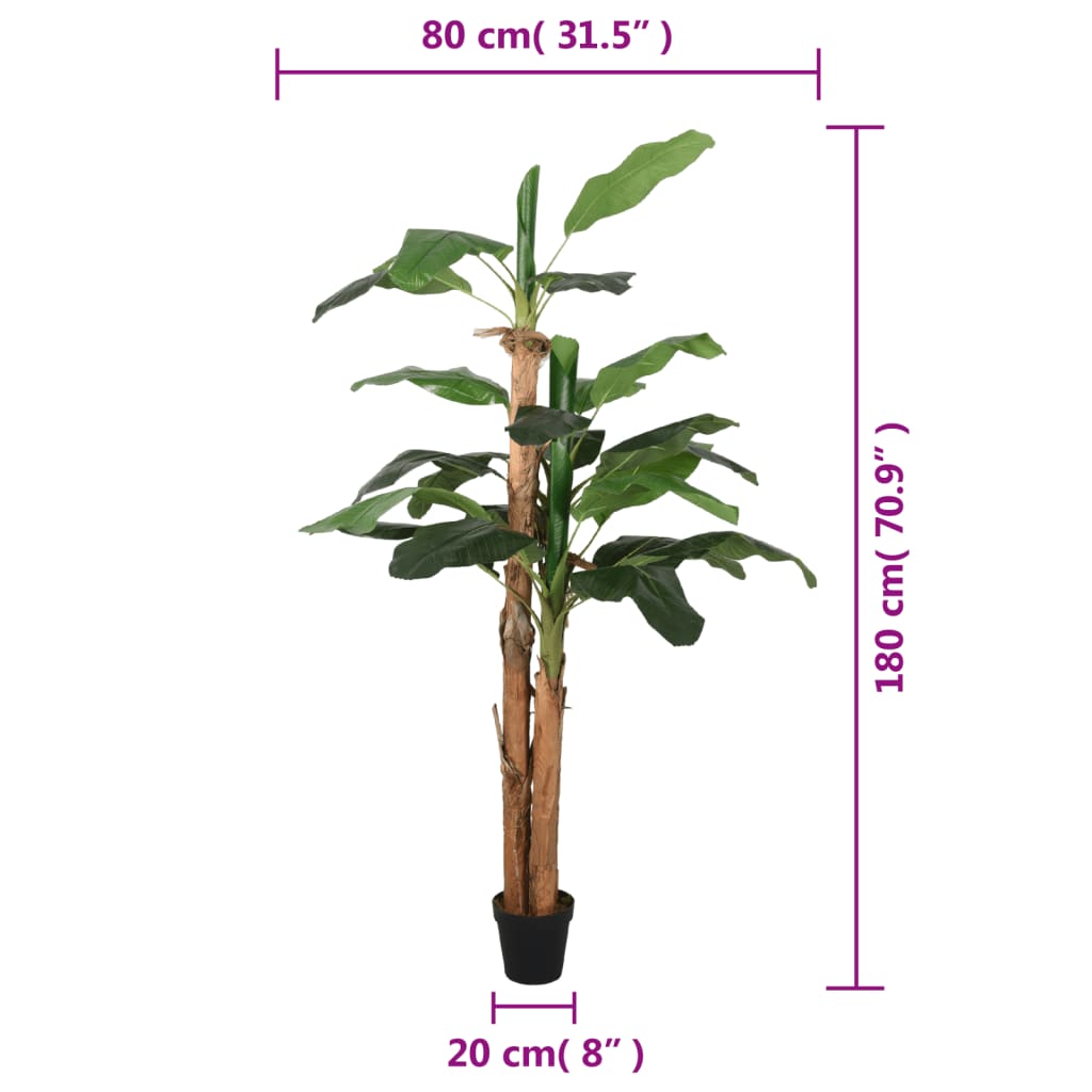 Mākslīgais banānu koks, zaļš, 180cm, 19 lapas