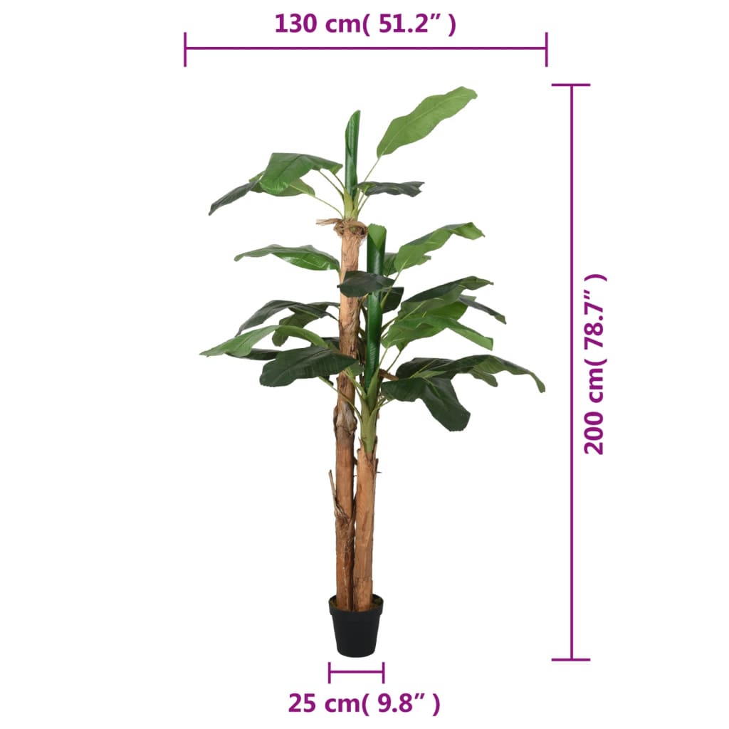 Mākslīgais banānu koks, zaļš, 200 cm, 22 lapas