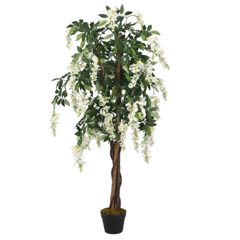 Artificial Wisteria, green and white, 120cm, 840 leaves