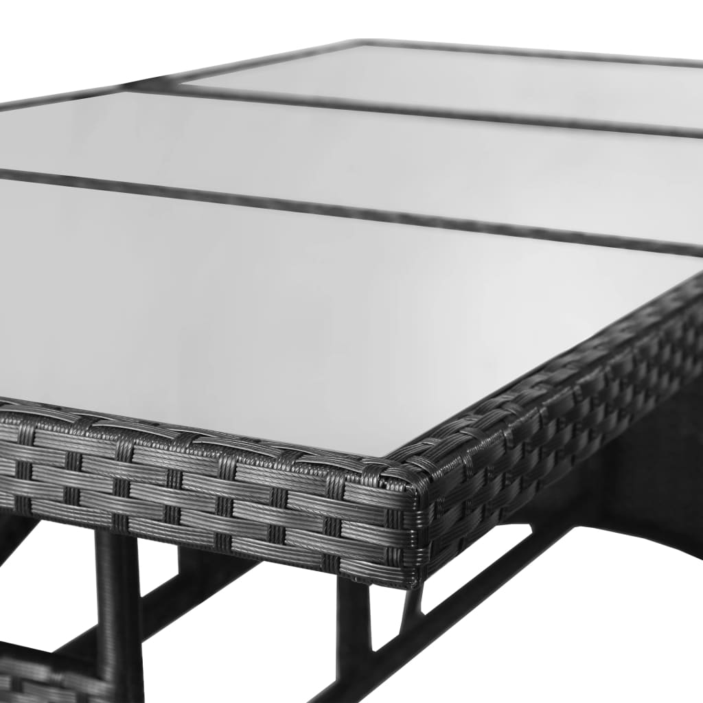 Sodo stalas, juodos spalvos, 170x80x74cm, poliratanas