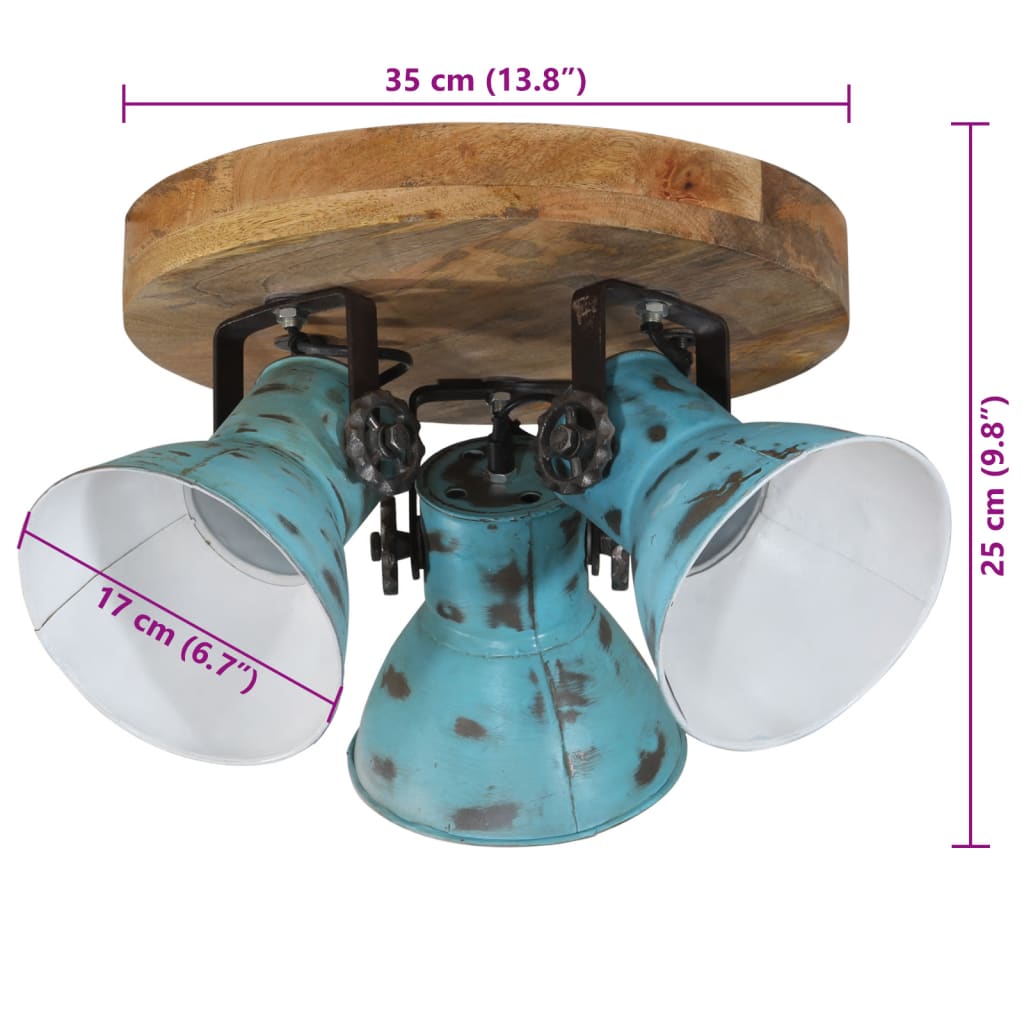 Griestu lampa, balināta zila, 35x35x25cm, 25W, E27