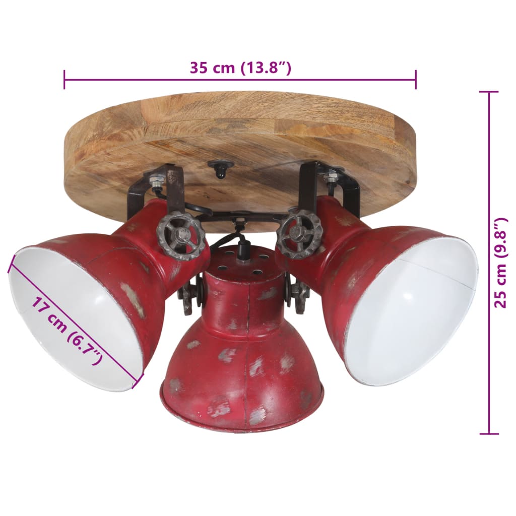 Griestu lampa, balināta sarkana, 35x35x25cm, 25W, E27