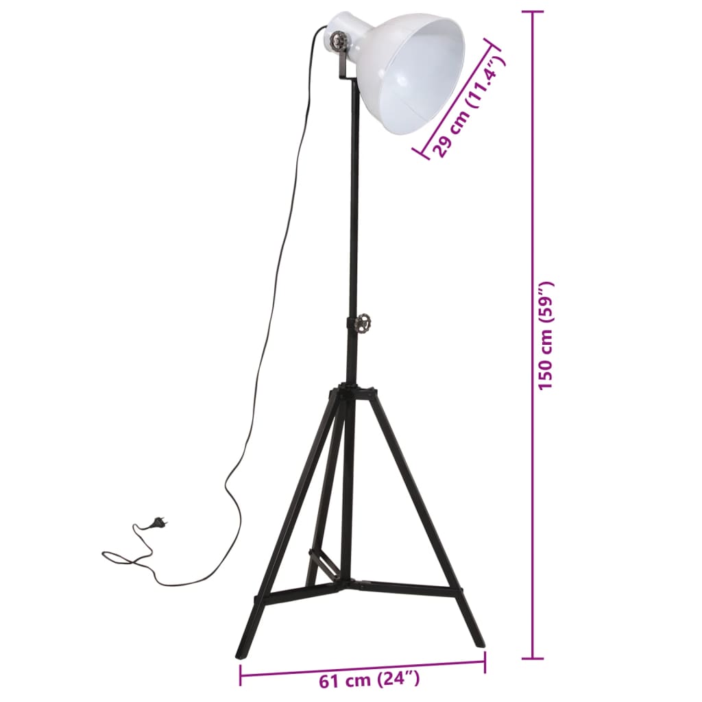 Stāvlampa, balta, 61x61x90/150cm, 25W, E27