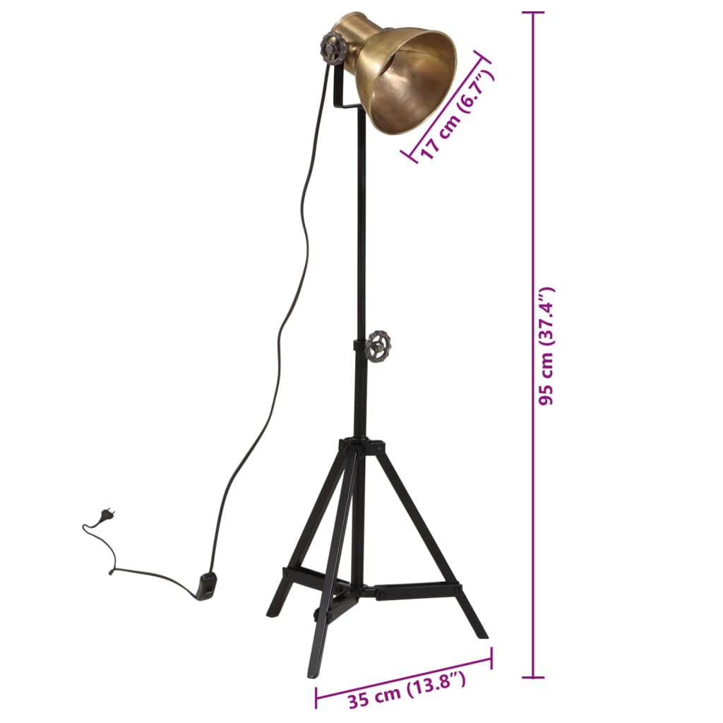 Floor lamp, brass, 35x35x65/95cm, 25W, E27, antique
