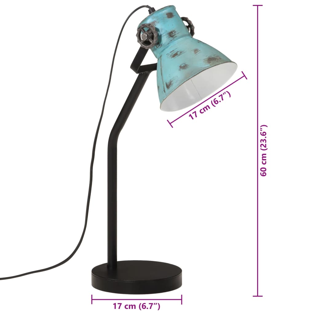 Rakstāmgalda lampa, balināti zila, 17x17x60cm, 25W