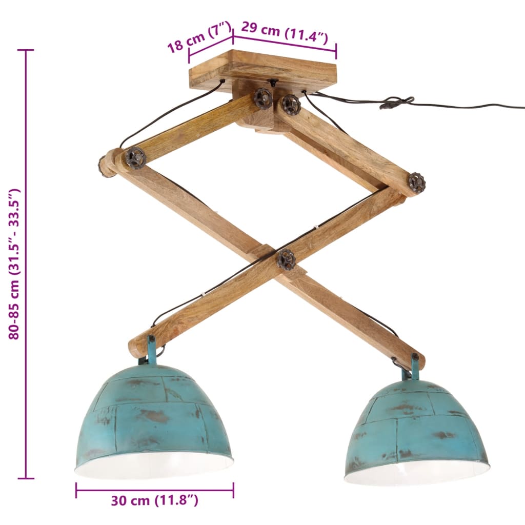 Griestu lampa, balināta zila, 29x18x85cm, 25W, E27