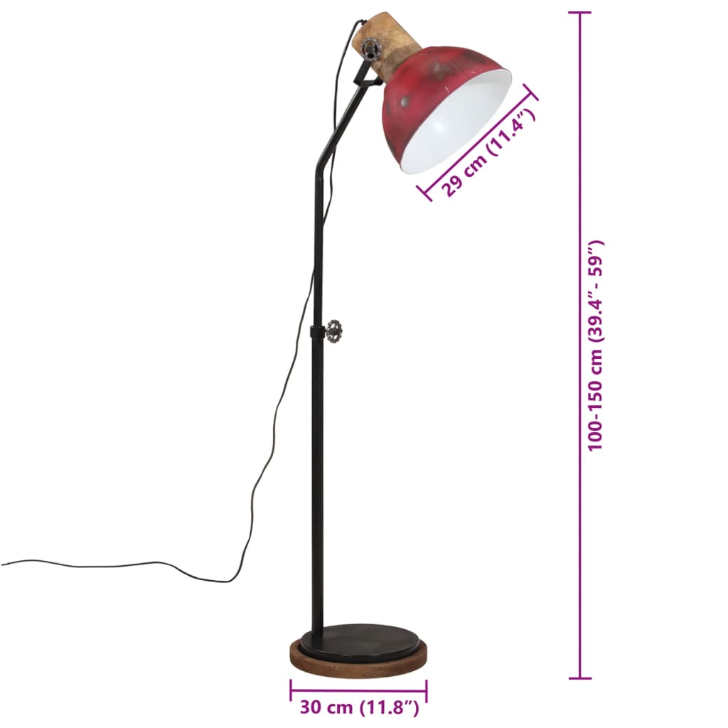Floor lamp, bleached red, 30x30x100-150cm, 25W, E27