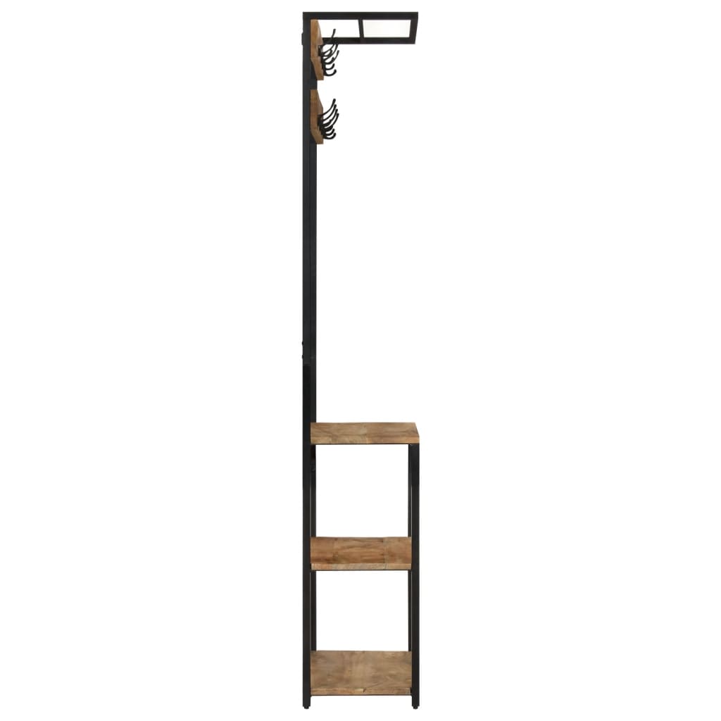 Mēteļu pakaramais ar plauktu apaviem, 68x30x182cm, masīvs mango koks