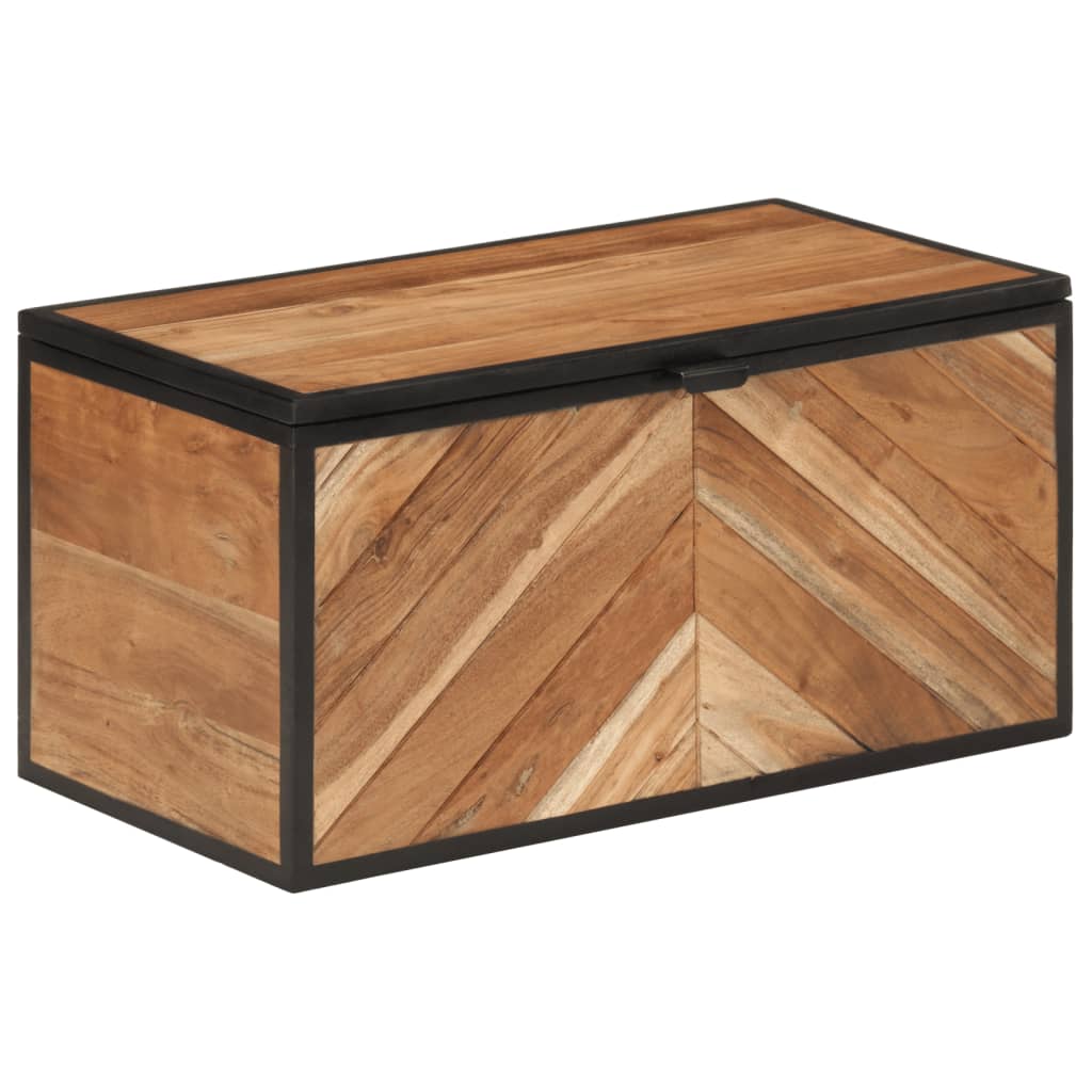 Storage box, 60x30x30cm, solid acacia wood/iron