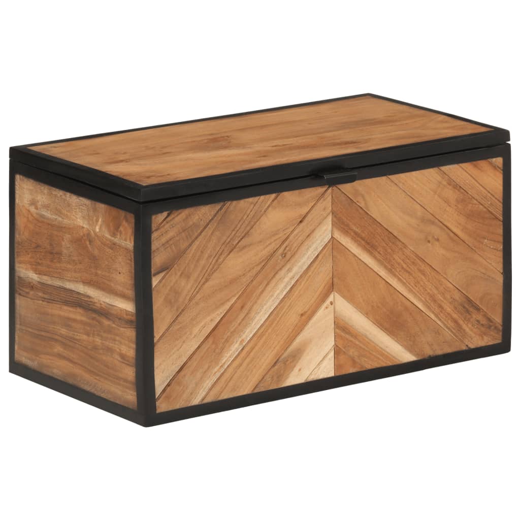 Storage box, 60x30x30cm, solid acacia wood/iron