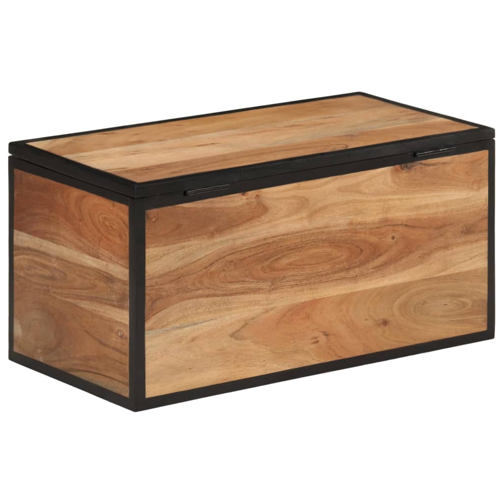 Storage box, 60x30x30cm, solid acacia wood/iron