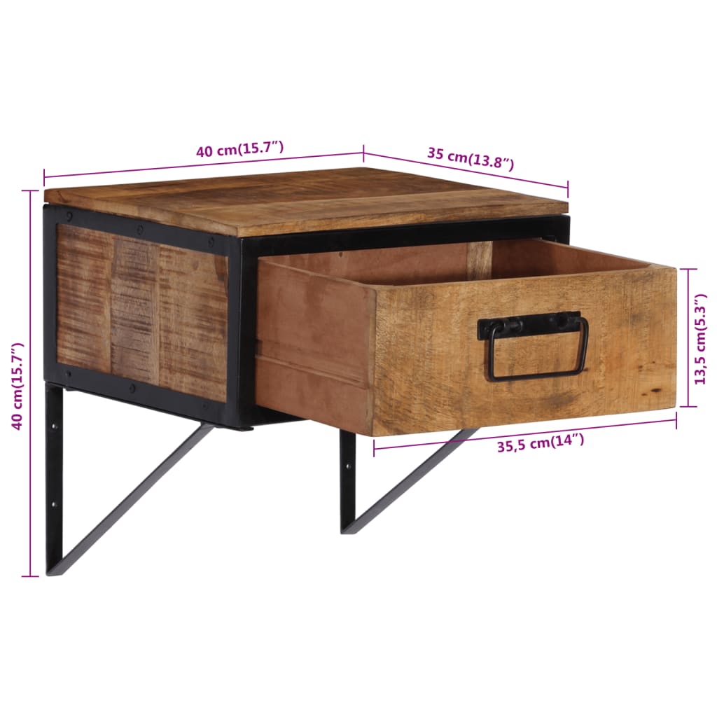 Bedside cabinet, 40x35x40cm, solid mango wood