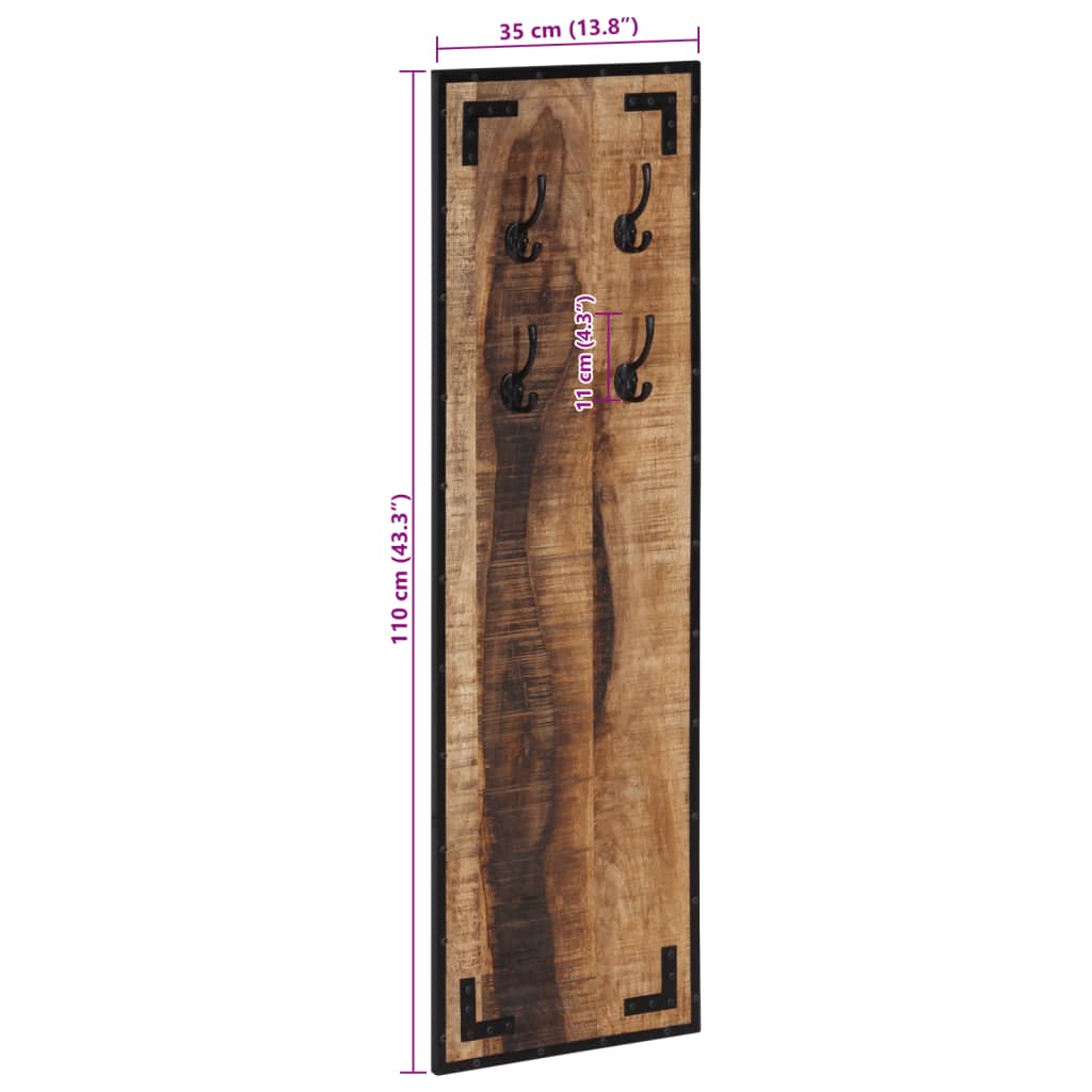 Mēteļu pakaramais, 35x8x110cm, neapstrādāta mango masīvkoka koksne