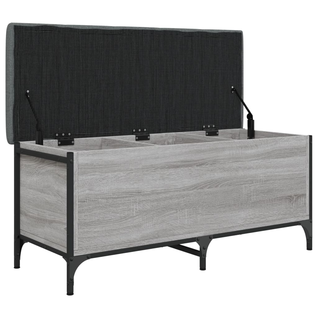 Bench with storage, grey, 102x42x45cm, treated wood
