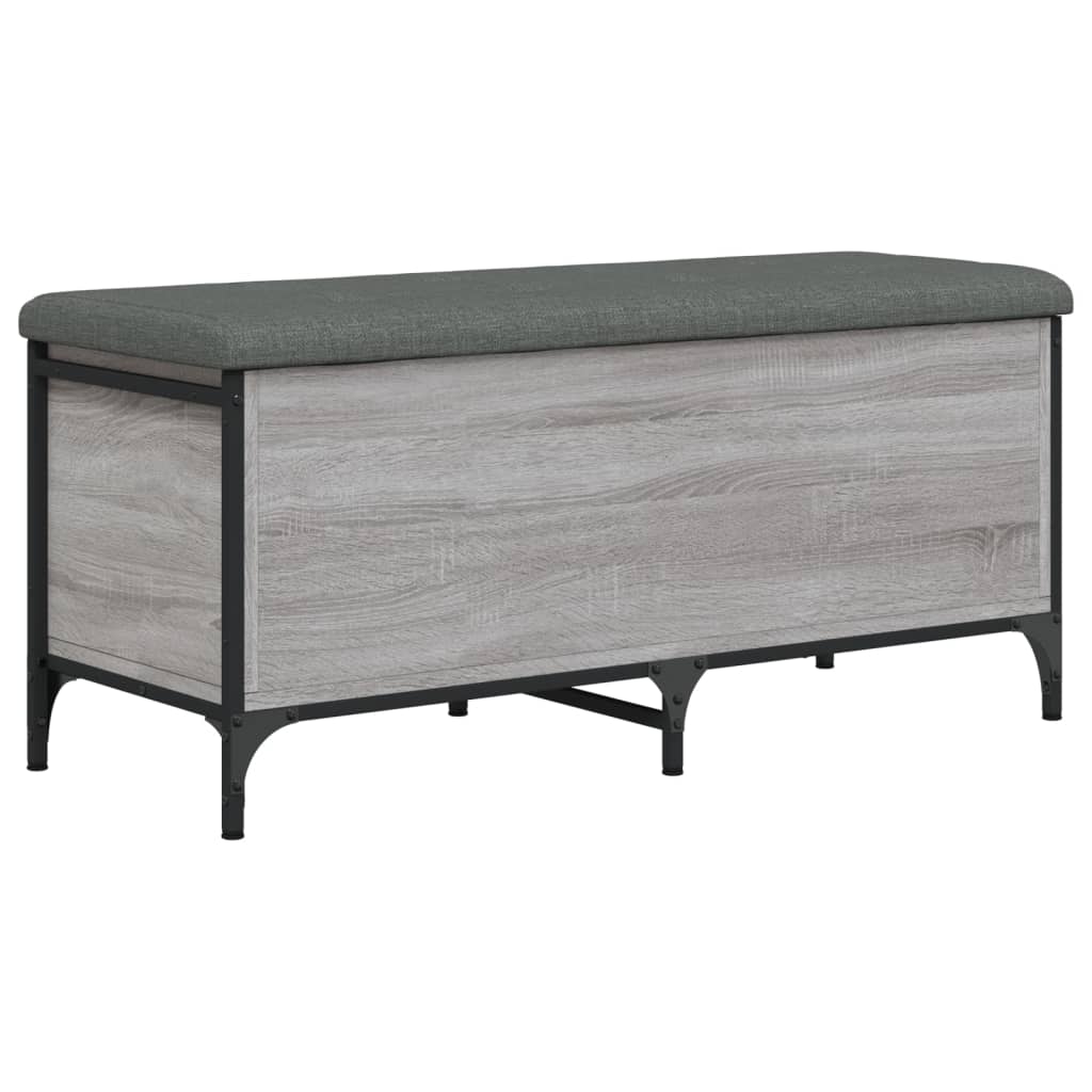 Bench with storage, grey, 102x42x45cm, treated wood