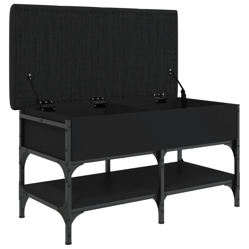 Shoe bench, black, 82x42x45cm, engineered wood
